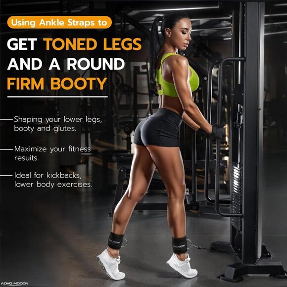 Ankle Cuffs Steel Cotton Adjustable Workout Leg Straps for Glute Exercises - Picture 2 of 6